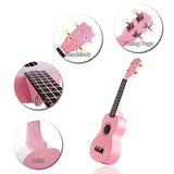 Honsing Kids Ukulele Pink, Soprano Ukulele for Beginner with Bag