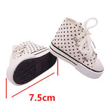 kowaku 2 Pairs 7.5cm Fashion Dotted High Top Lace up Canvas Shoes Casual Sneakers for 1/3 Scale Ball Jointed Dolls - Dark Blue + White