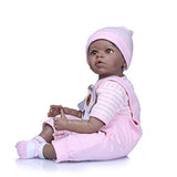 iCradle Real Life 22 inch 55cm Reborn Baby Girl Dolls Nurturing Soft Silicone Realistic Looking Newborn Dolls Black Skin Indian African Style Baby Doll Toy for Ages 3+