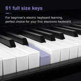 Starfavor 61 Key Electronic Keyboard Piano with LCD Display, Portable Electric Music Piano for Beginners Professions, include Z-style Stand, Bench, Microphone, Headphone, Keynote Stickers (SEK-561)