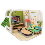 Omotiya DIY Miniature Dollhouse Kit with Furniture, Pretend Play Mini Toddler Dollhouse Kit Wooden Toys, Great Gift for Kids