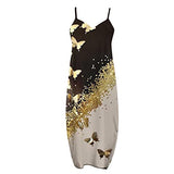 OPHPY Maxi Sundresses for Women 2023 Spring Summer Spaghetti Strap Beach Dresses Butterfly Print Pocket V Neck Long Sun Dress