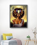 Theshai 5D Diamond Painting African American, African Woman Paint with Diamonds Kits Round Full Drill Crystal Rhinestone Embroidery Cross Stitch Diamond Arts for Home Wall Decor (30X40cm)