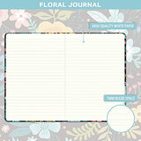 Journal/Ruled Notebook - Hardcover Ruled Journal with Thick Paper, 5.8" x 8.4", Back Pocket + Bookmark + Round Corner Paper + Banded + Floral