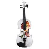 Kinglos 4/4 Flower Colored Ebony Fitted Solid Wood Violin Kit with Case, Shoulder Rest, Bow, Manual, Extra Bridge and Strings Full Size (NHS3001)