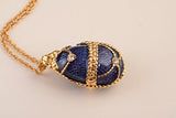 Blue Fabrege Egg Styled Pendant Necklace Special Gift for Her