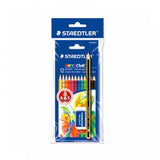 STAEDTLER 12 COLOURED PENCILS + EXTRA BONUS MARS ERASER & STEADLER HB PENCIL by STAEDTLER