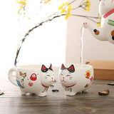 Lucky Cat Porcelain Tea Set Creative Ceramic Tea Cup Jug with Filter Beautiful Cat Teapot Cup