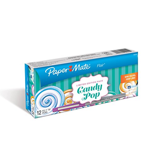 Paper Mate Flair Felt Tip Pens, Ultra Fine Point, Limited Edition Candy Pop Pack, Box of 12