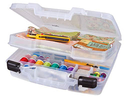 ArtBin Quick View Deep Base Carrying Removable Portable Art & Craft Organizer with Handle [1] Plastic Storage Case Translucent, 15 inch, Divided w/Tray