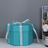 RECUTMS Explosion Box DIY Scrapbooking Set Handmade Photo Album,Gift Box with 6 Faces Wedding Memory Book (Blue-6 Sides)