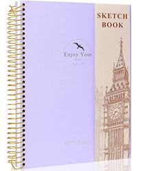 Hardcover Sketchbook for Drawing 8.5 x 11 Spiral Sketch Book for Adults Women Kids with 100gsm 68lb 120 Sheets Premium Paper Sketch Pad for Drawing Books Notebook Art Supplies, Purple
