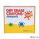 Dry Erase Crayons Classpack - 200 Pieces - Educational And Learning Activities For Kids
