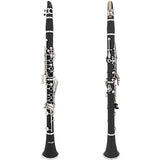 Mendini by Cecilio B Flat Beginner Student Clarinet with 2 Barrels, Case, Stand, Book, 10 Reeds, Mouthpiece and Warranty (Ebonite)