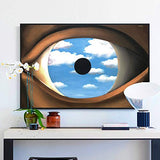 INVIN ART Framed Canvas Giclee Print Art The False Mirror 1928 by Rene Magritte Wall Art Living Room Home Office Decorations(Black Slim Frame,24"x32")