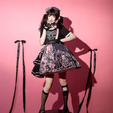 mingyuezai Women's Halloween Masquerade Party Punk Gothic Dress costume(Skirt+Tshirt+Belt,S)