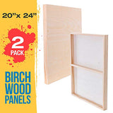 U.S. Art Supply 20" x 24" Birch Wood Paint Pouring Panel Boards, Gallery 1-1/2" Deep Cradle (Pack of 2) - Artist Depth Wooden Wall Canvases - Painting Mixed-Media Craft, Acrylic, Oil, Encaustic