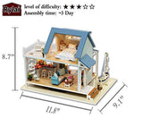 Rylai 3D Puzzles Miniature Dollhouse DIY Kit w/ Light - Seattle House Series Dolls Houses Accessories with Furniture LED Music Box Best Birthday Gift for Women and Girls
