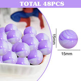 48PCS Silicone Beads 20mm Bright Shining Necklace Bracelet Silicone Beads for Keychain Making Solid Color Silicone Loose Round Assorted Beads for Jewelry Making DIY Crafts Making(Purple White)