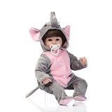 Nicery Reborn Baby Doll Soft Simulation Silicone Vinyl 18inch 45cm Magnetic Mouth Lifelike Boy Girl Toy Gray Elephant Eyes Open