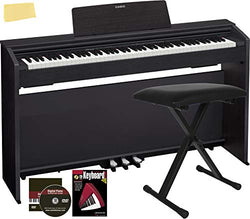Casio Privia PX-870 Digital Piano - Black Bundle with Adjustable Bench, Instructional Book, Online Lessons, Austin Bazaar Instructional DVD, and Polishing Cloth