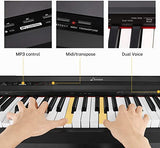 Donner DEP-10 Beginner Digital Piano 88 Key Full Size Semi Weighted Keyboard, Portable Electric Piano With Furniture Stand/Triple Pedals/Power Supply