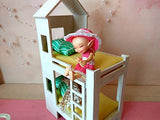 Miniature Bunk Bed 1/12 scale Dollhouse Furniture. White Wooden Twin BJD Doll