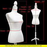 Female Mannequin Torso Body Dress Form with White Adjustable Tripod Stand for Clothing Dress Jewelry Display, White