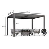 PURPLE LEAF 10' × 12' Outdoor Louvered Pergola with Sun Shade Shelter Adjustable Metal Roof for Patio Pergola