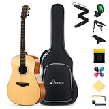 Donner Acoustic Guitar Beginner Adult Soild Spruce Top Dreadnought Acustica Guitarra Bundle Starter Kit Full Size 41 Inch with Gloss Finish Bag Tuner Truss Rod Pickguard String Winder DAD-812