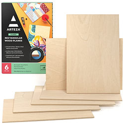 Arteza MDF Wood Planks for Craft, 6 Pieces, 9x13 Inches, Smooth Unfinished Wooden Pieces, Craft Supplies for Sign Making, Home Decor, and DIY Projects