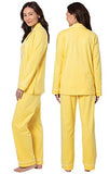 PajamaGram Womans Pajamas Soft Cotton - Pajamas Set for Women, Yellow, M, 8-10