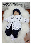 Crochet Pattern for Boys Sailor Set, Baby Jacket, Trousers and Beanie, 3 Sizes, Preemie, 0 to 3, 3 to 6 Months, Light Worsted Yarn, USA Terminology, CP17