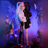 ZDLZDG 1/4 BJD Doll Full Set, Ball Jointed Doll Body + Face Makeup + Black and White Suit + Shoe + Wig, SD Girl Doll High 43.5cm/17 Inch