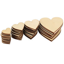 Outus 160 Pieces Christmas Blank Wood Heart Embellishments Wood Heart Slices for Wedding,