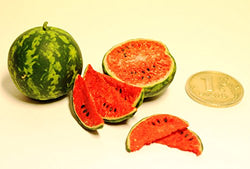 Watermelon, half of watermelon +5 Cut slices of watermelon. Dollhouse miniature 1:12