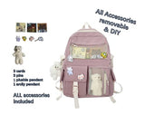 Kawaii Backpack with Kawaii Pin and Accessories Cute Kawaii Backpack for School Bag Kawaii Girl Backpack Cute (Blue)