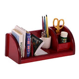 Jili Online Vintage 1/12 Dollhouse Miniature Office Supplies Kit Accessories Book Shelf Study Stationery Organizer Red