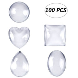 Weoxpr 100pcs Glass Cabochons Clear Dome Tiles for Cameo Pendants Photo Craft Jewelry Making(Round,
