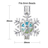 8pcs Christmas Snowflake Pearl Cage Bright Silver Beads Cage Locket Pendant Jewelry Making-for