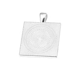 IGOGO 20 PCS Square Pendant Trays Pendant Blanks Cameo Bezel Cabochon Settings - 25x25 mm Silver