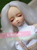 BJD Doll Wig 7-8inch (17-18.5cm): 1/4 BJD MSD, Fur Wig Dollfie / White Long Curly Hair