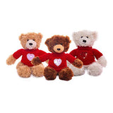 Plushland Plush Soft Valentine Day Brandon Teddy Bear Cream 12 Inches - Wearing Valentine Sweater with Love Heart Embroidery