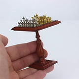 1/6 1/12 Magnetic Chess Board Table Set,Kids DIY Dollhouse Decor Toy - Brown