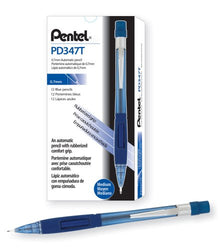 Pentel Quicker Clicker Automatic Pencil, 0.7mm Lead Size, Transparent Blue Barrel, Box of 12