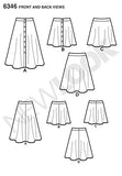 Simplicity Vintage New Look Patterns UN6346A Misses' Easy Skirts, A (8-10-12-14-16-18-20)