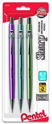 Pentel Sharp Mechanical Pencil 0.7Mm Metallic Barrels, Assorted Colors, Pack of 3 (P207MBP3M1)