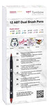 Tombow ABT Dual Brush Pen with two tips, Pastel colour, 12 pieces (ABT-12P-2)