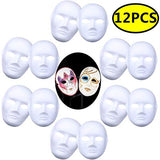 Coxeer DIY White Mask, 12 PCS Paper Full Face Opera Masquerade Mask Plain Mask Halloween Mask Mardi Gras Mask