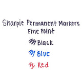 Sharpie 30173PP Permanent Markers, Fine Point, Assorted Colors, 1 Blister of 3 Markers, 3 Markers